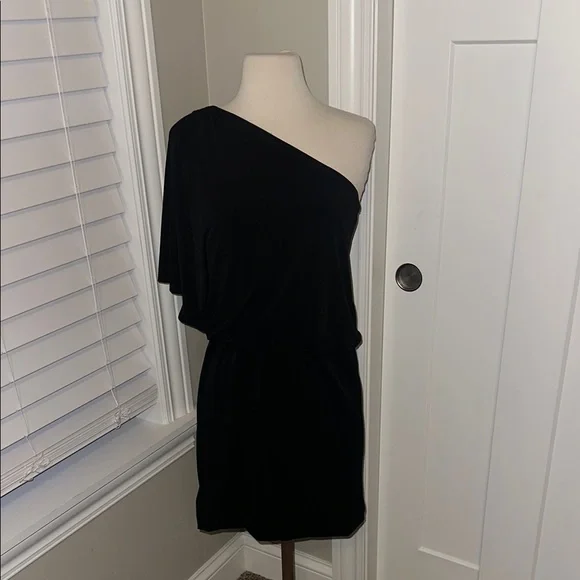 white house black market one shoulder black dress One-Shoulder Jacquard Dress